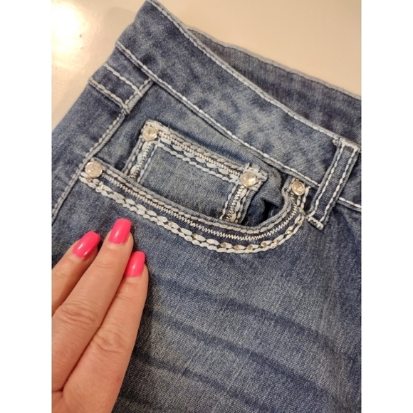 Mudd blingy contrast stitching button flap jeans - Picture 4 of 16